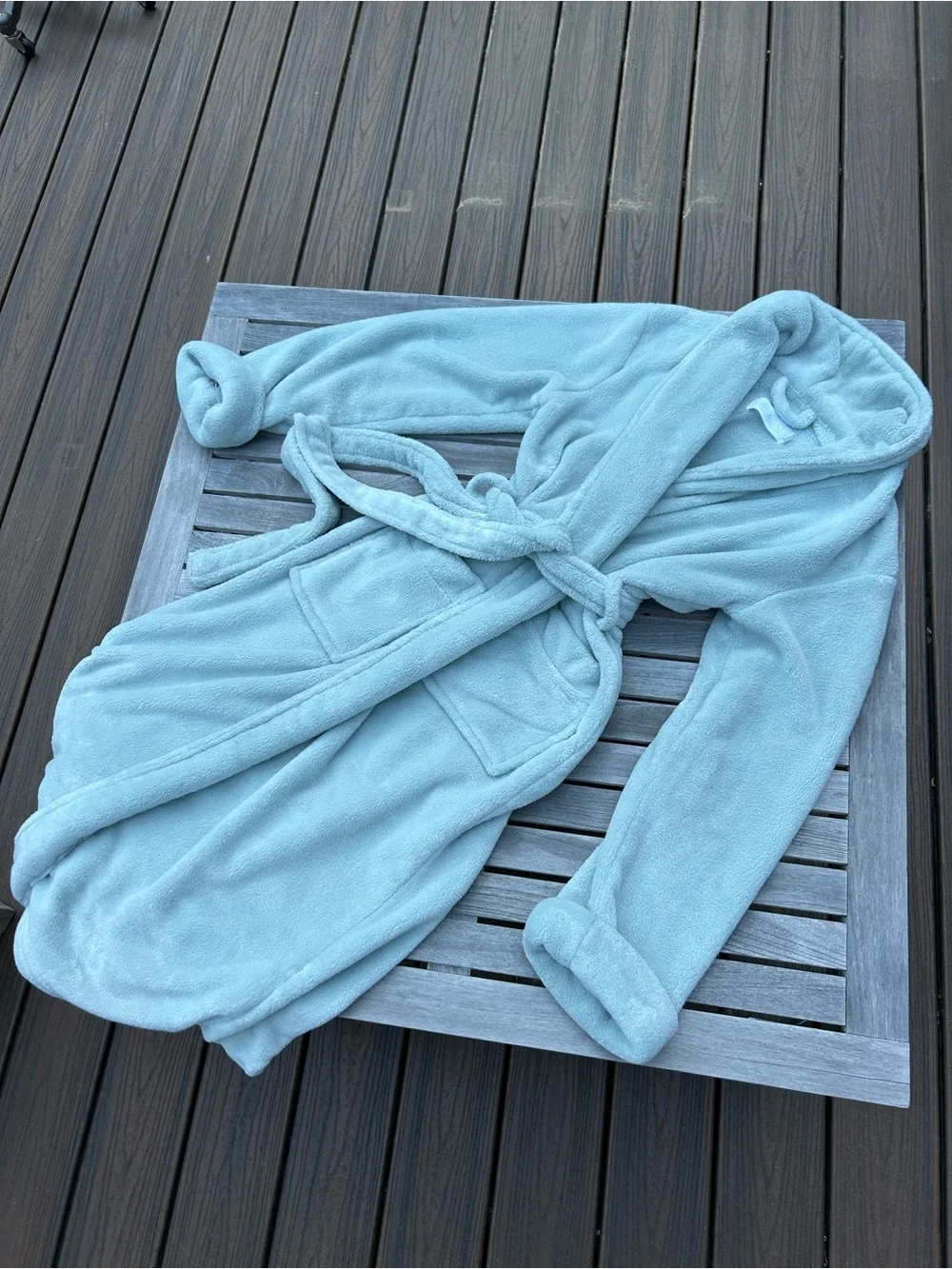 Restoration Hardware Light Blue Plush Bathrobe